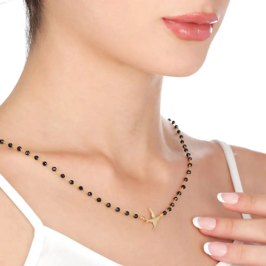 Madamlili onyx edelsteen ketting - goudzwaluw natuur