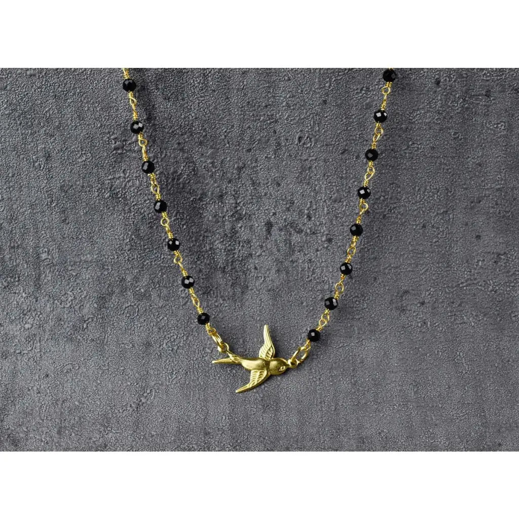 Madamlili onyx edelsteen ketting - goudzwaluw natuur