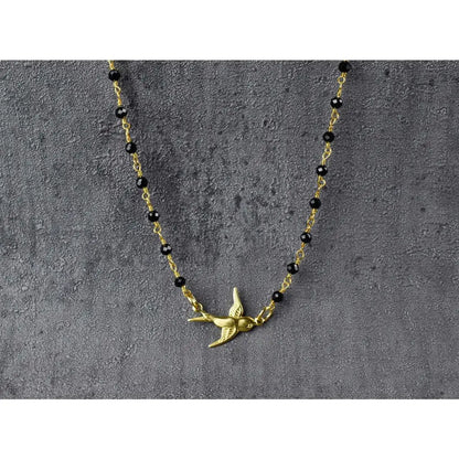 Madamlili onyx edelsteen ketting - goudzwaluw natuur