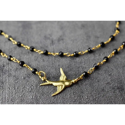 Madamlili onyx edelsteen ketting - goudzwaluw natuur