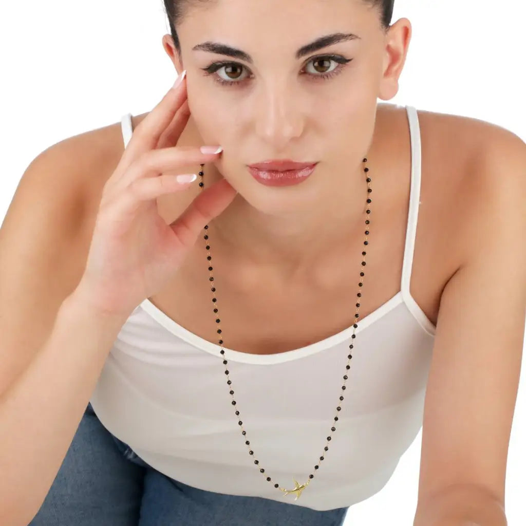 Madamlili onyx edelsteen ketting - goudzwaluw natuur