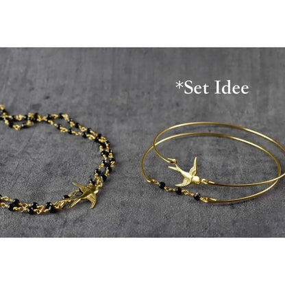 Madamlili onyx swallow gold bangle set. - sieraden