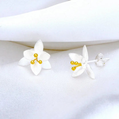 Madamlili oorbellen met bloemen - 925 sterling zilver