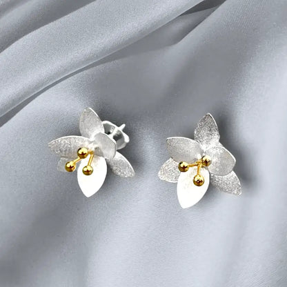 Madamlili oorbellen met bloemen - 925 sterling zilver