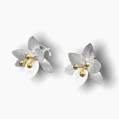 Madamlili oorbellen met bloemen - 925 sterling zilver