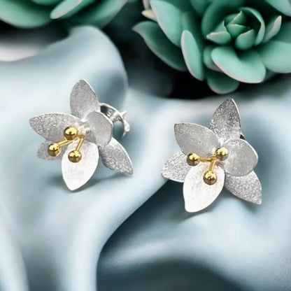 Madamlili oorbellen met bloemen - 925 sterling zilver