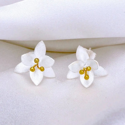 Madamlili oorbellen met bloemen - 925 sterling zilver