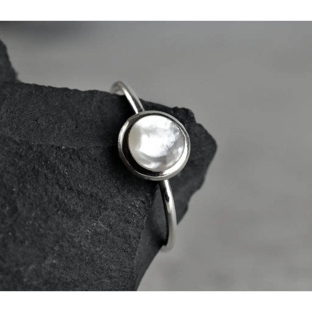 Madamlili parelmoerring - 925 sterling zilver