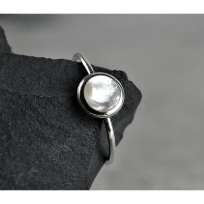 Madamlili parelmoerring - 925 sterling zilver