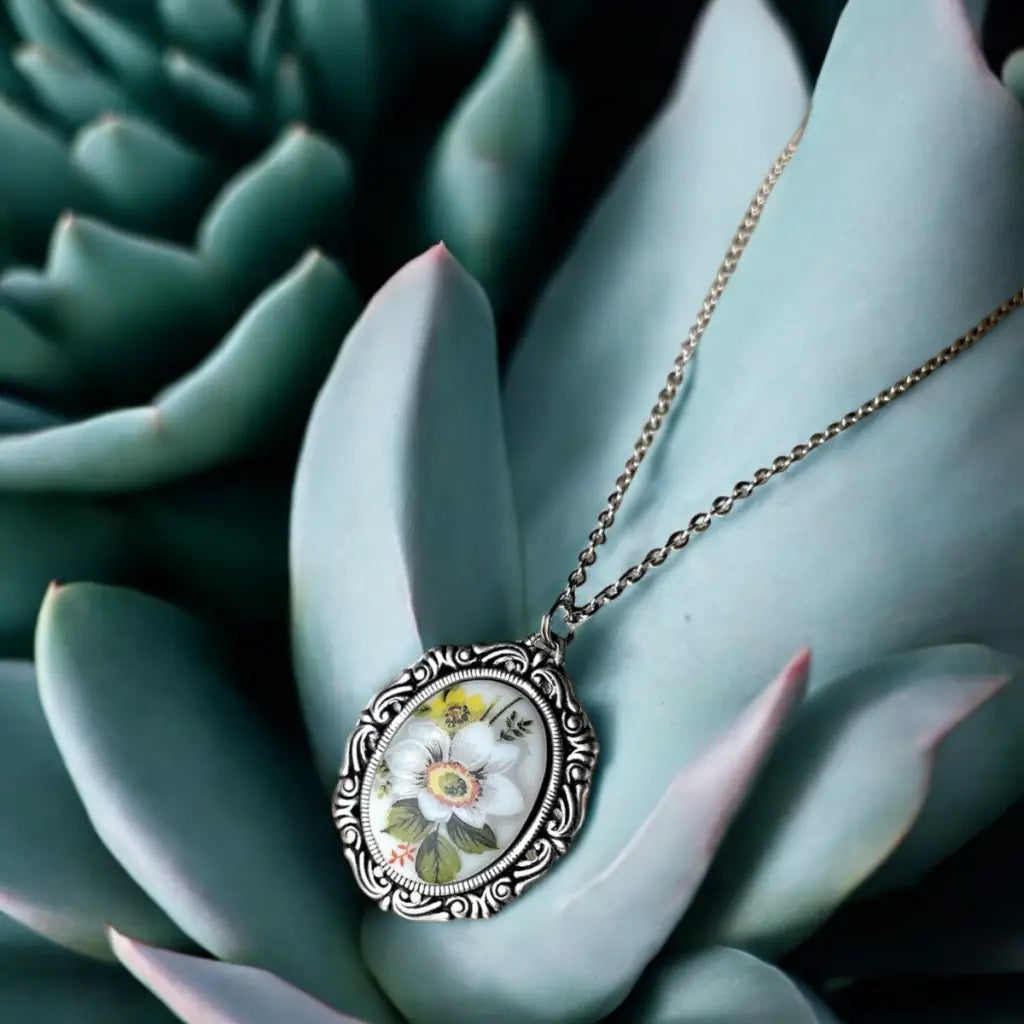 Madamlili porseleinen bloemen vintage ketting. - sieraden