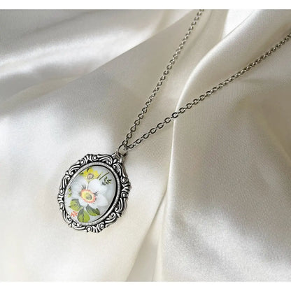 Madamlili porseleinen bloemen vintage ketting. - sieraden