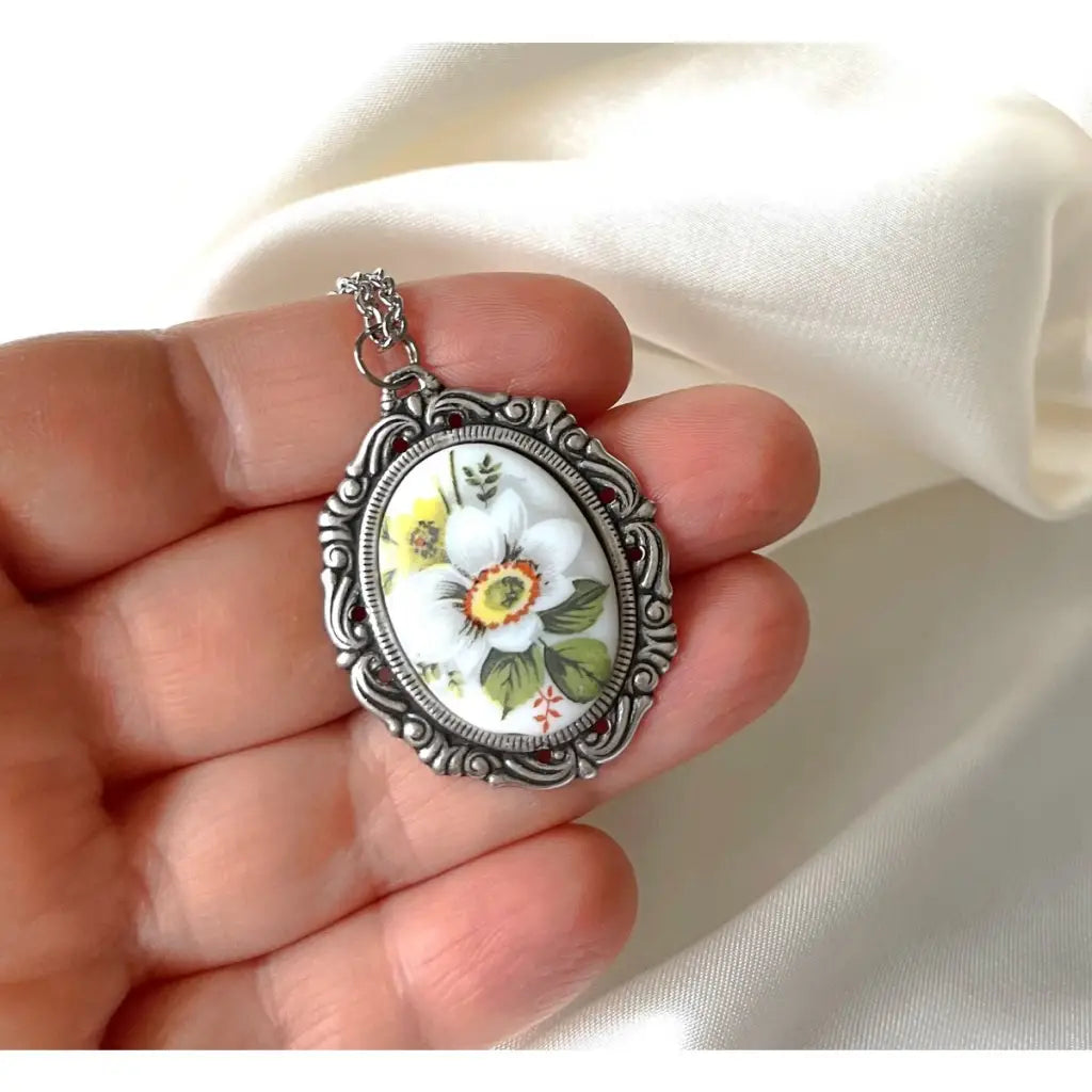 Madamlili porseleinen bloemen vintage ketting. - sieraden