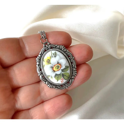 Madamlili porseleinen bloemen vintage ketting. - sieraden