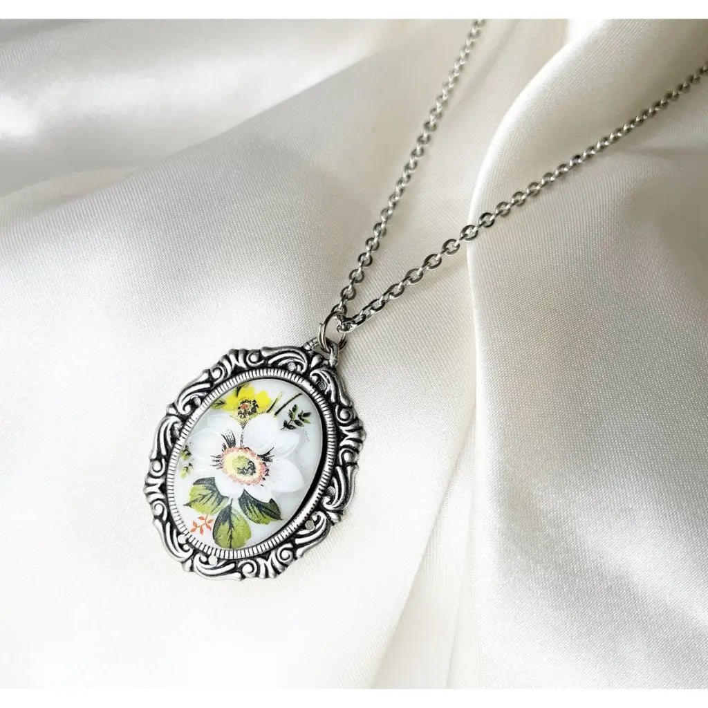 Madamlili porseleinen bloemen vintage ketting. - sieraden