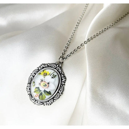 Madamlili porseleinen bloemen vintage ketting. - sieraden