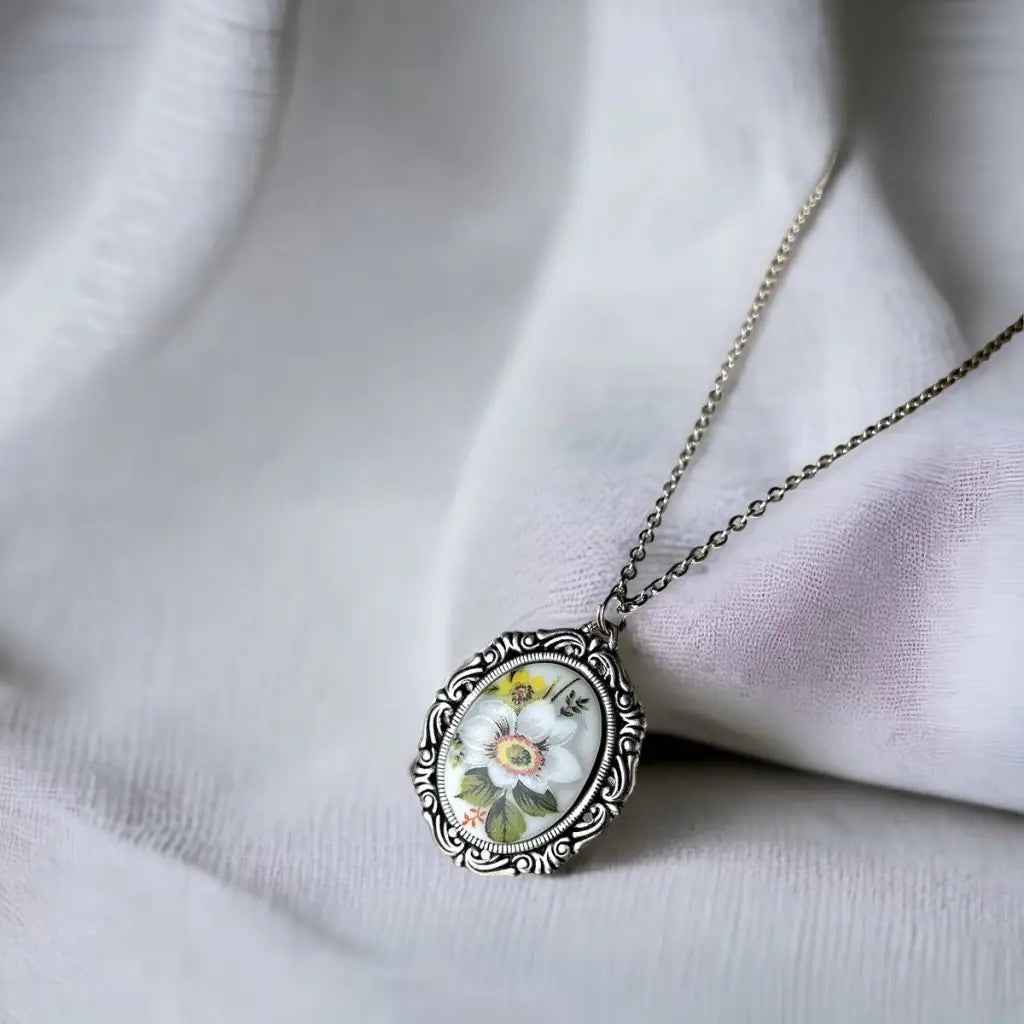 Madamlili porseleinen bloemen vintage ketting. - sieraden