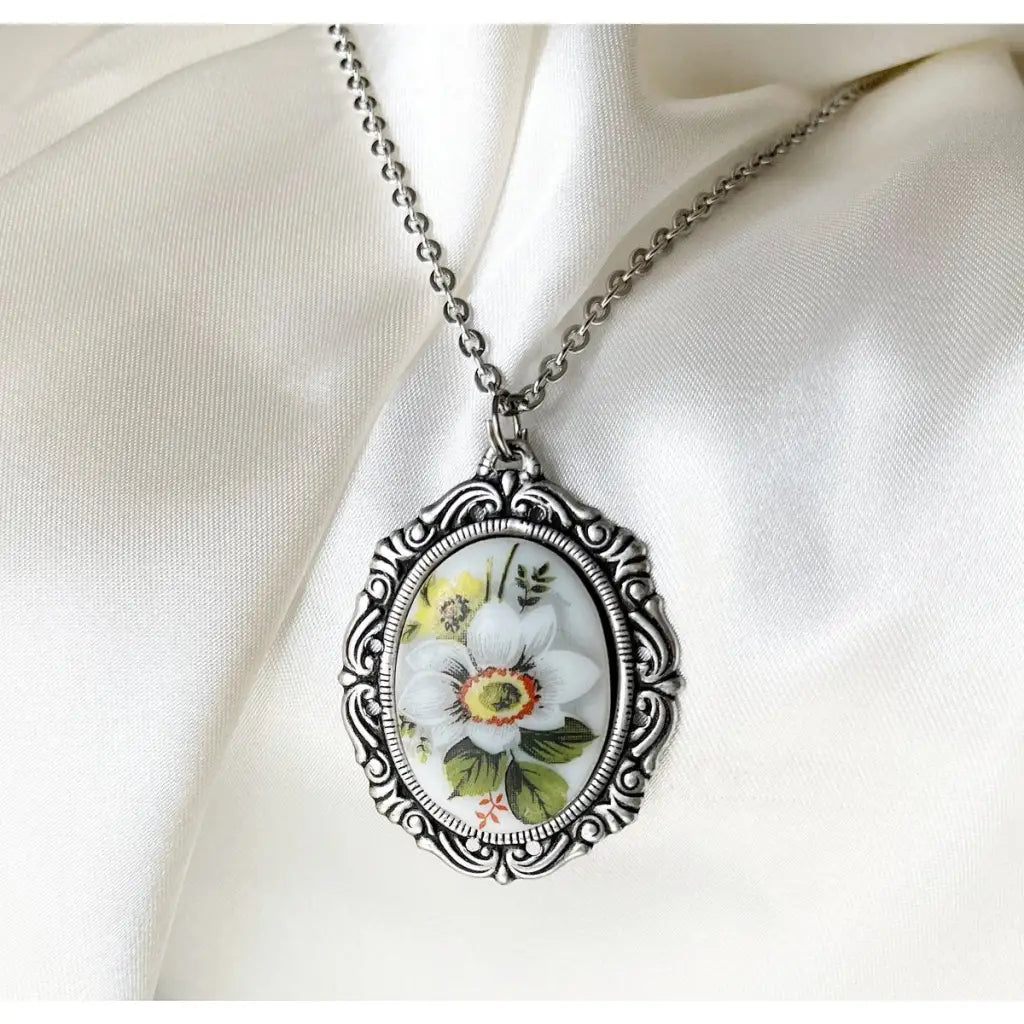 Madamlili porseleinen bloemen vintage ketting. - sieraden