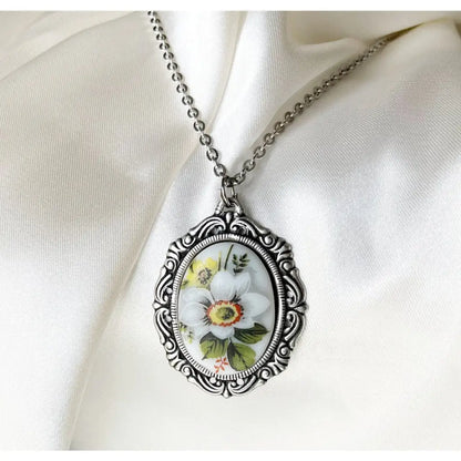 Madamlili porseleinen bloemen vintage ketting. - sieraden