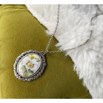 Madamlili porseleinen bloemen vintage ketting. - sieraden