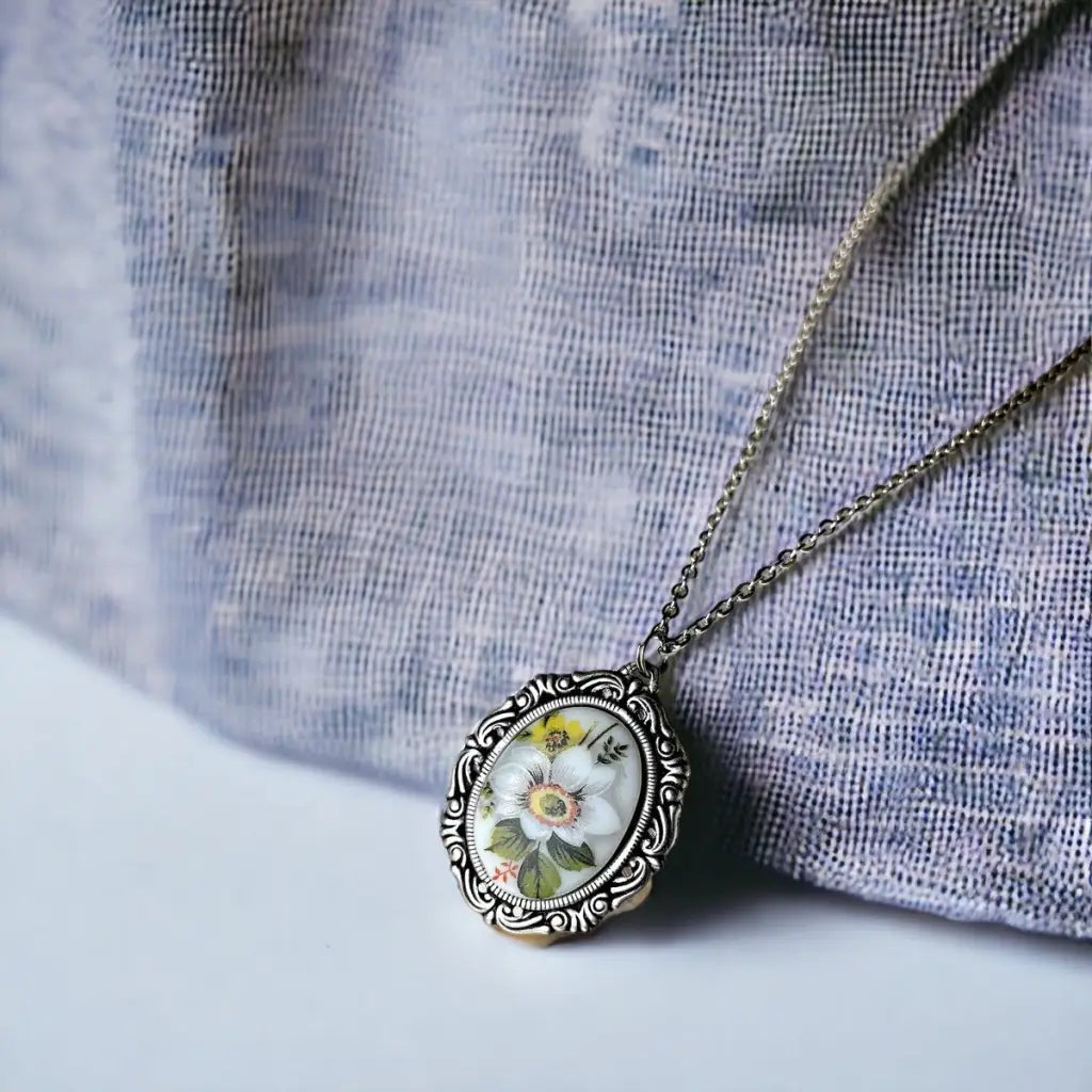 Madamlili porseleinen bloemen vintage ketting. - sieraden