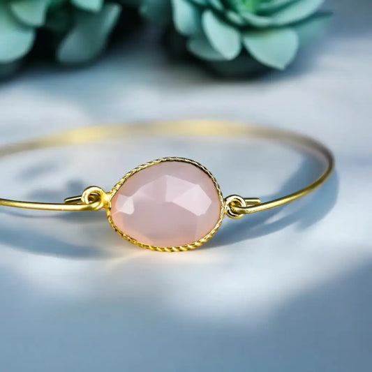 Madamlili rozenkwarts bangle - vergulde edelsteen sieraden.