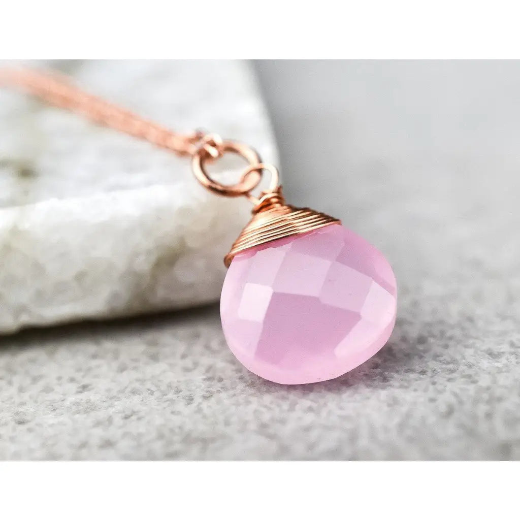 Madamlili rozenkwarts druppelketting 925 sterling rosé