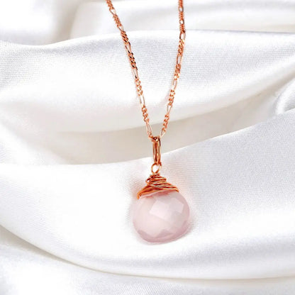 Madamlili rozenkwarts druppelketting 925 sterling rosé