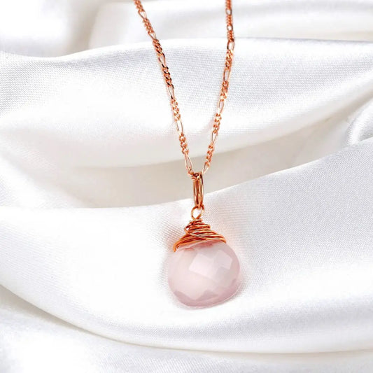Madamlili rozenkwarts druppelketting 925 sterling rosé