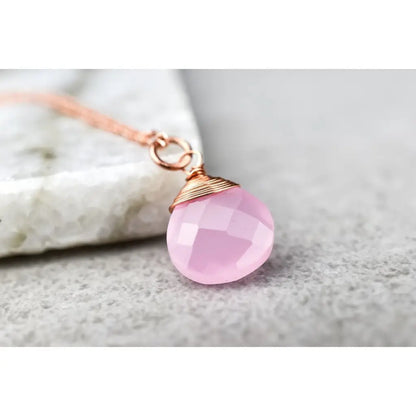 Madamlili rozenkwarts druppelketting 925 sterling rosé
