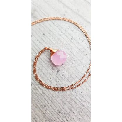 Madamlili rozenkwarts druppelketting 925 sterling rosé