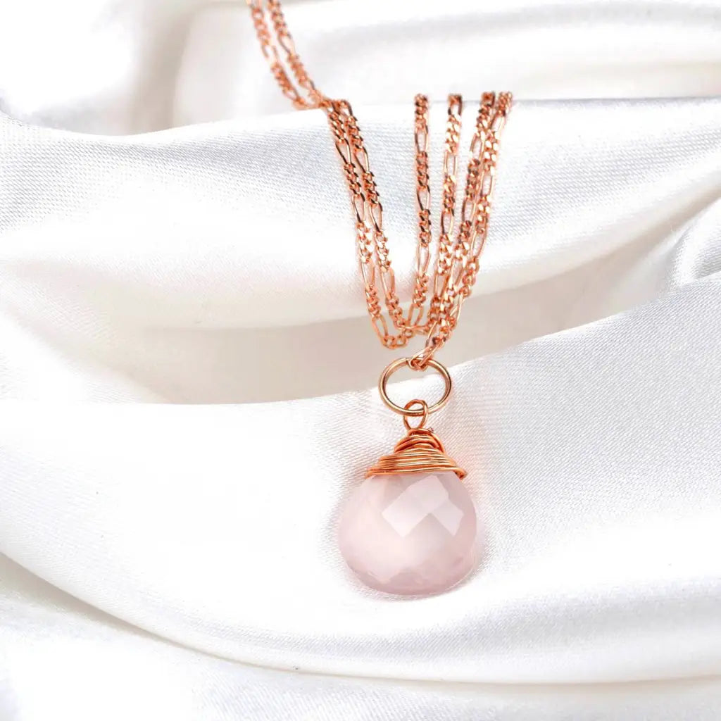 Madamlili rozenkwarts druppelketting 925 sterling rosé