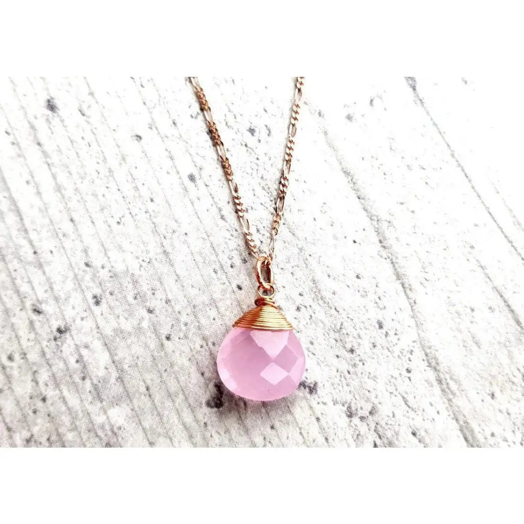 Madamlili rozenkwarts druppelketting 925 sterling rosé