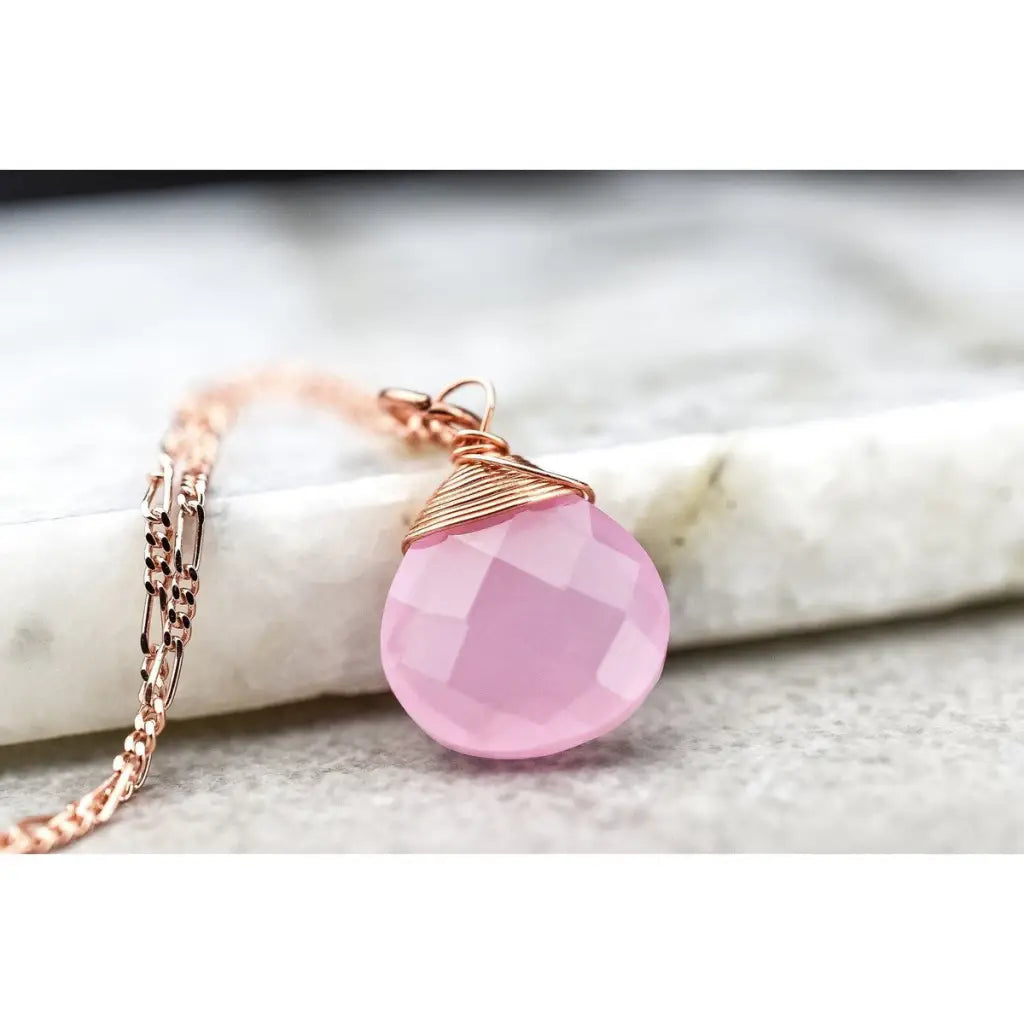 Madamlili rozenkwarts druppelketting 925 sterling rosé