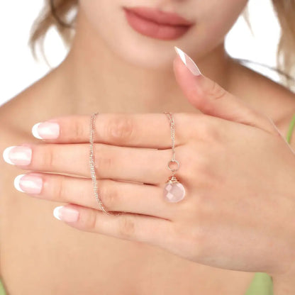 Madamlili rozenkwarts druppelketting 925 sterling rosé