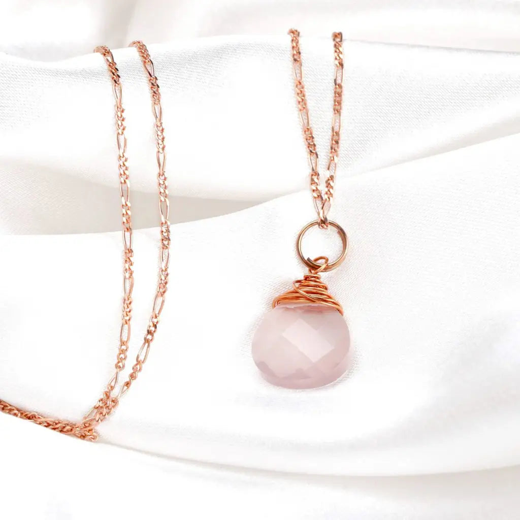 Madamlili rozenkwarts druppelketting 925 sterling rosé