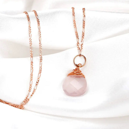 Madamlili rozenkwarts druppelketting 925 sterling rosé
