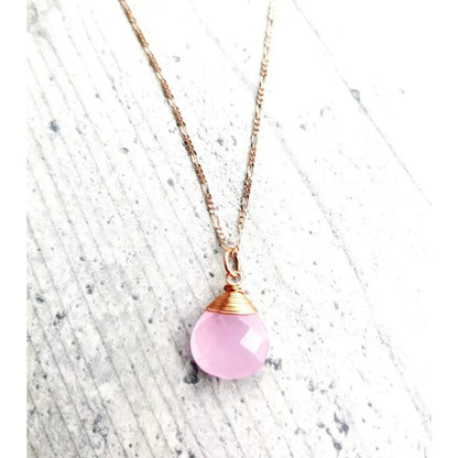 Madamlili rozenkwarts druppelketting 925 sterling rosé