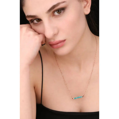 Madamlili turkoois edelsteen staafketting - 925 sterling