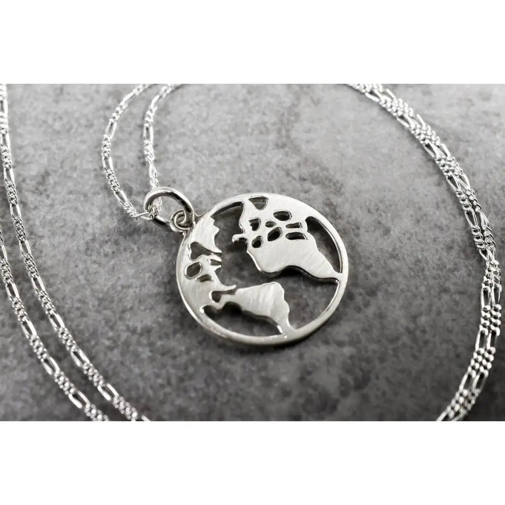 Madamlili wereldkaart silhouet hanger - 925 sterling