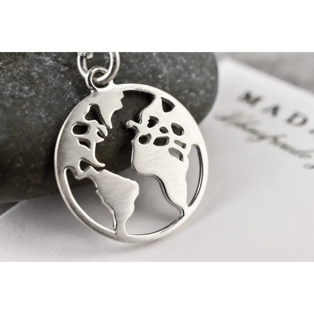 Madamlili wereldkaart silhouet hanger - 925 sterling