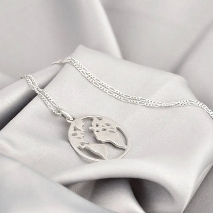 Madamlili wereldkaart silhouet hanger - 925 sterling