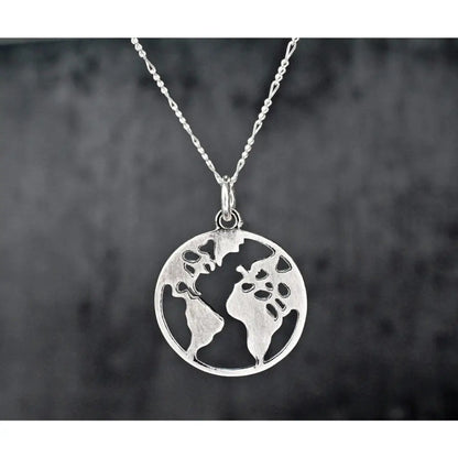 Madamlili wereldkaart silhouet hanger - 925 sterling