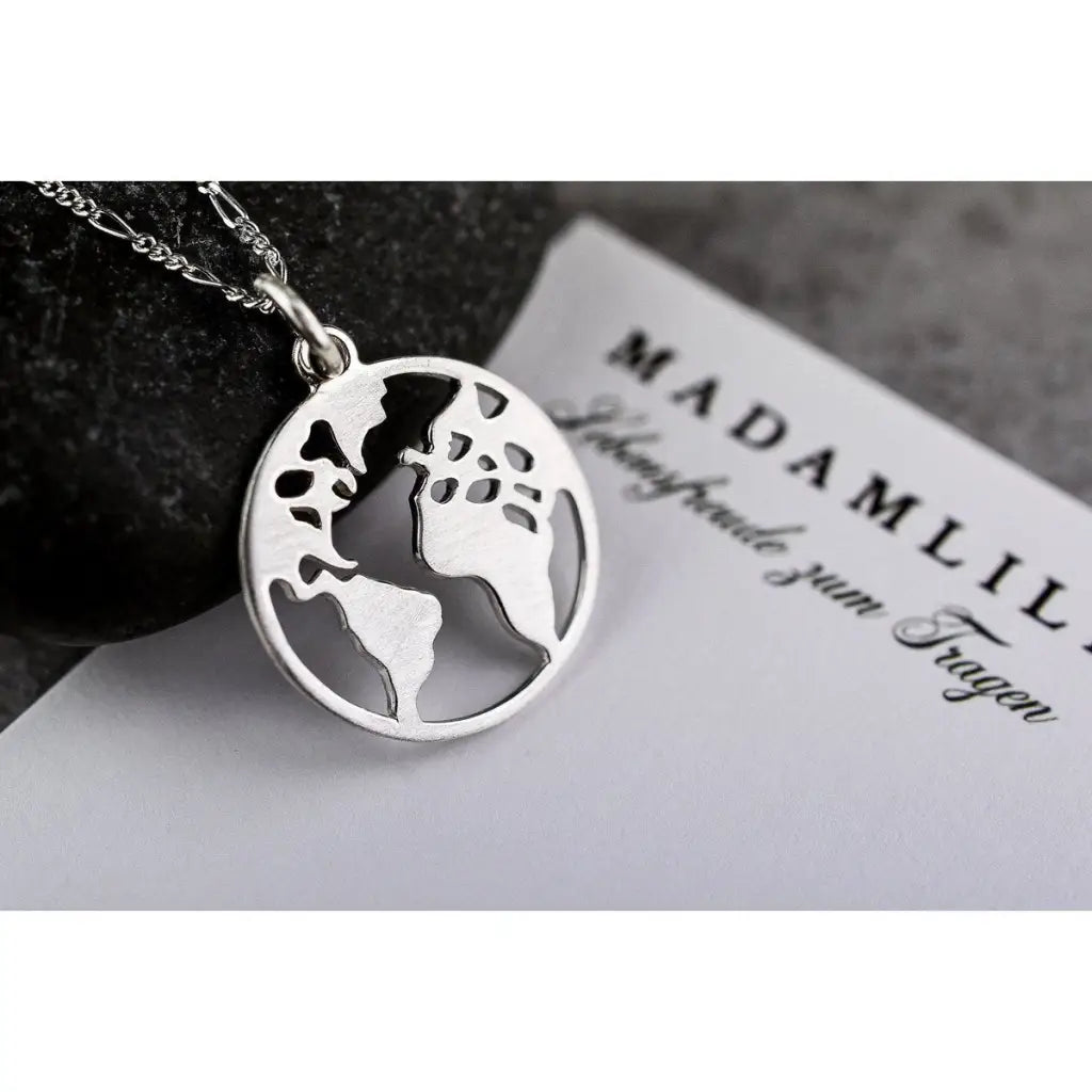 Madamlili wereldkaart silhouet hanger - 925 sterling