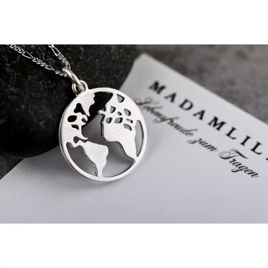 Madamlili wereldkaart silhouet hanger - 925 sterling