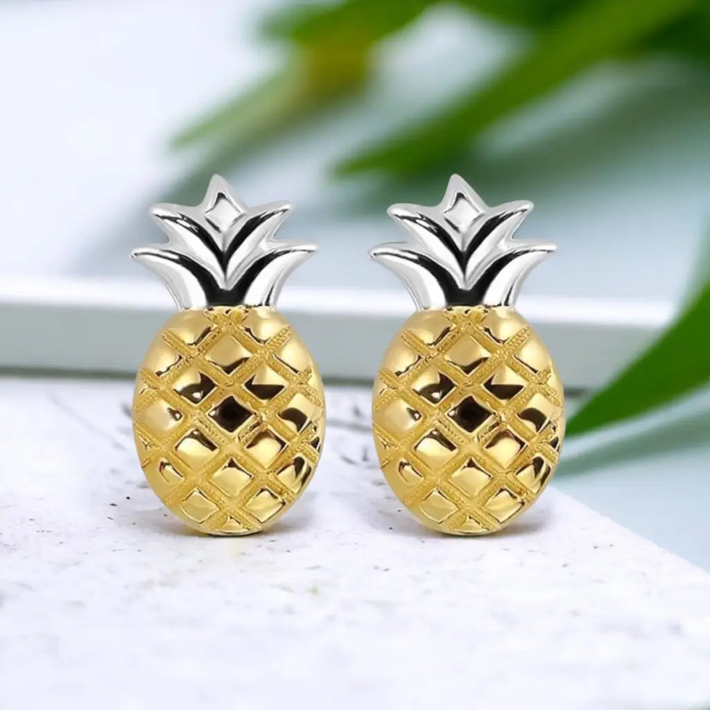 Madamlili zomerse chic: ananas oorknopjes van 925 sterling