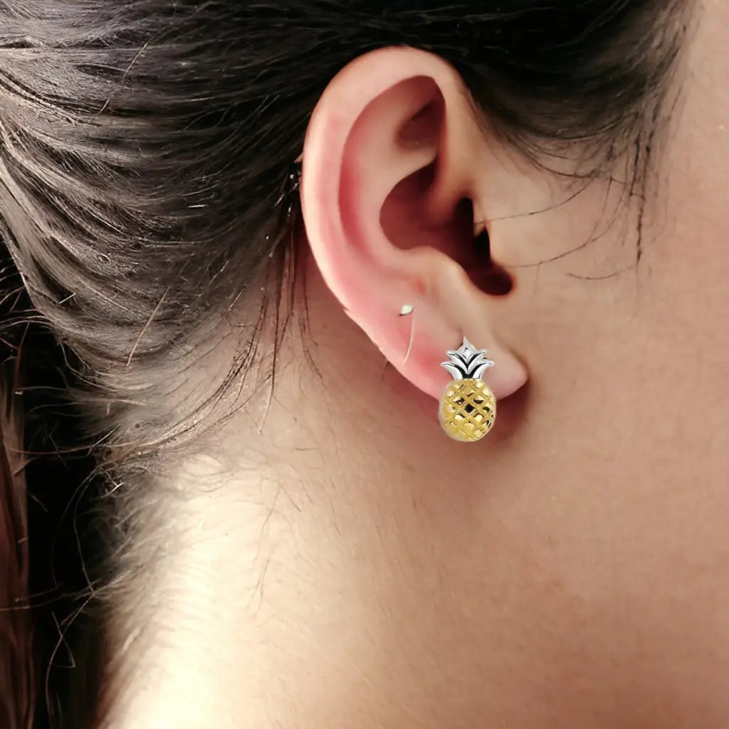 Madamlili zomerse chic: ananas oorknopjes van 925 sterling