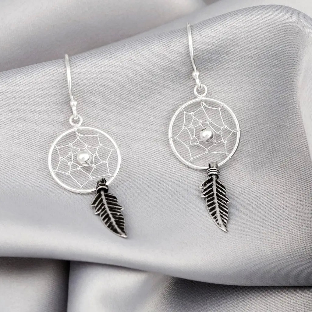 Madamlilin dream catcher oorbellen - 925 sterling zilver.