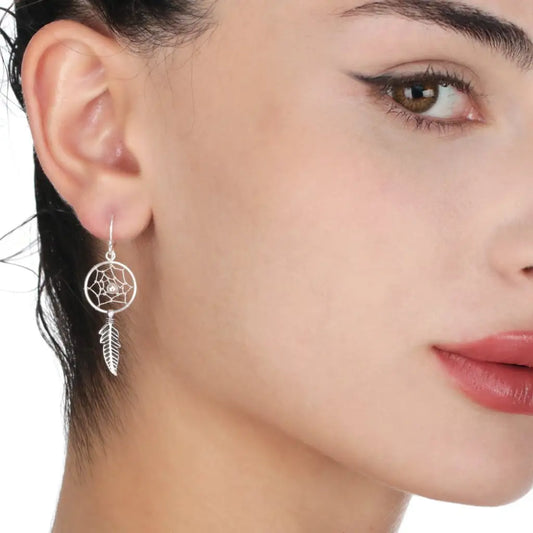 Madamlilin dream catcher oorbellen - 925 sterling zilver.