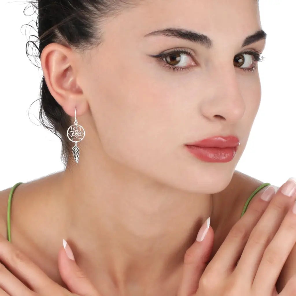 Madamlilin dream catcher oorbellen - 925 sterling zilver.