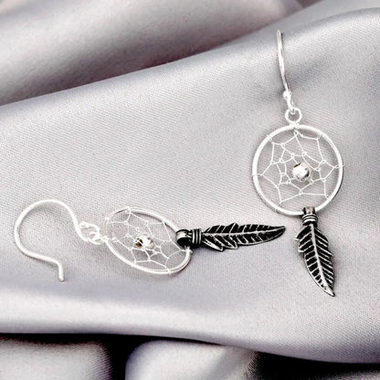 Madamlilin dream catcher oorbellen - 925 sterling zilver.